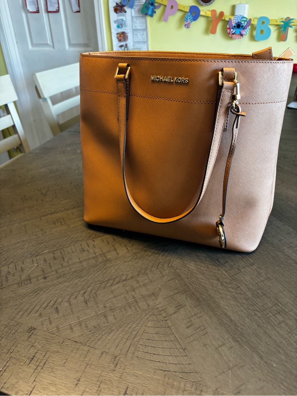 Michael Kors Tan Leather Tote Bag - Picture 3 of 13